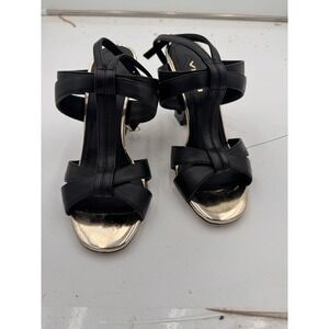 Vinci Block Geometric Heel Women Sandal Gold   Link Black  EU 38 Round Heel